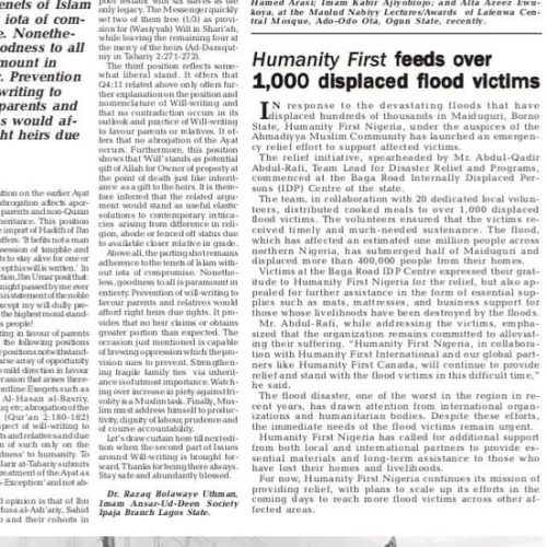 HFN Provides Relief to Flood Victims in Maiduguri